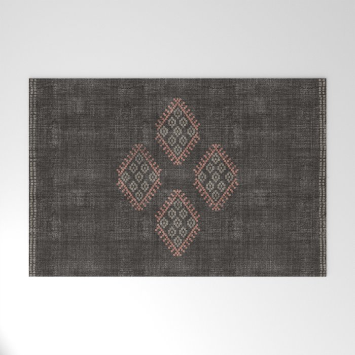 Kilim in Black and Pink Welcome Mat