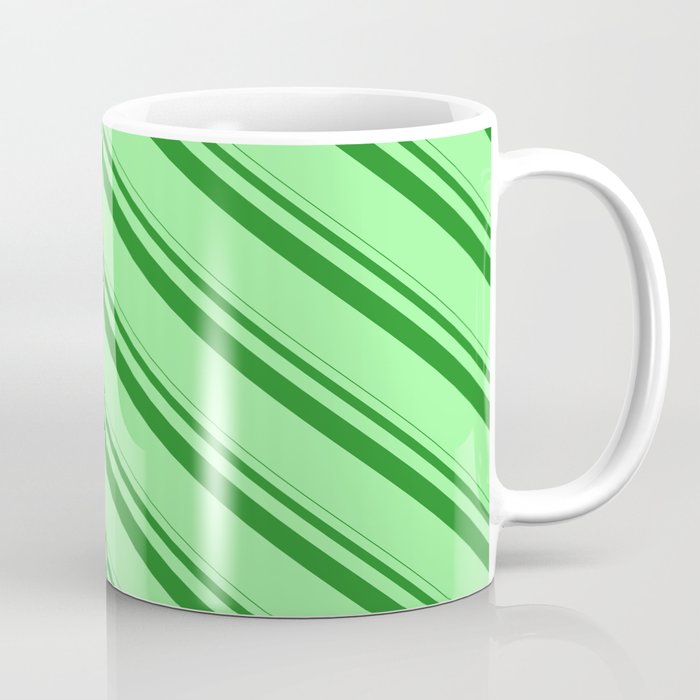 Forest Green & Green Colored Lined/Striped Pattern Coffee Mug