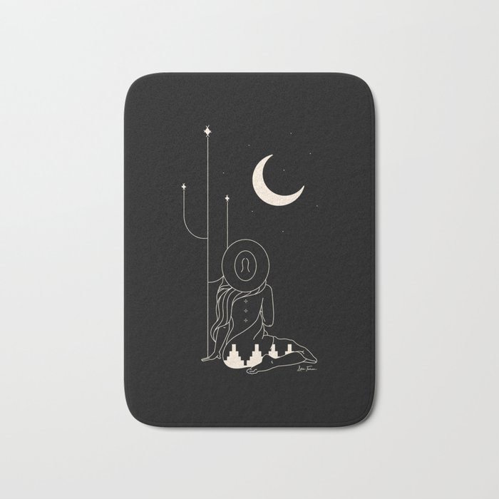 Talking to the Moon - Black and White Bath Mat