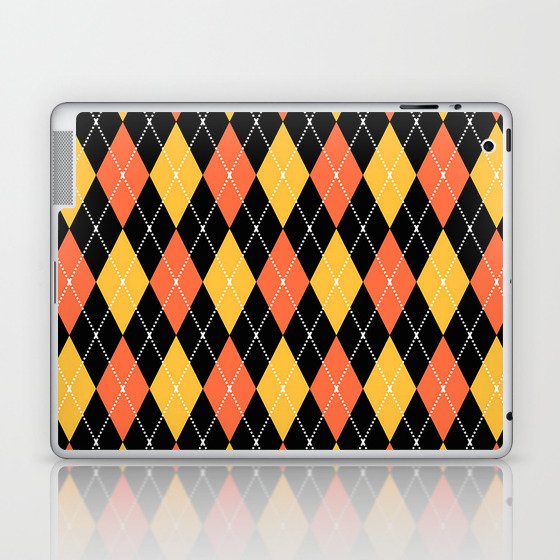 Salmon Orange And Yellow Argyle Pattern Diamond Geometrical Quilt Knit Sweater Tartan  Laptop & iPad Skin