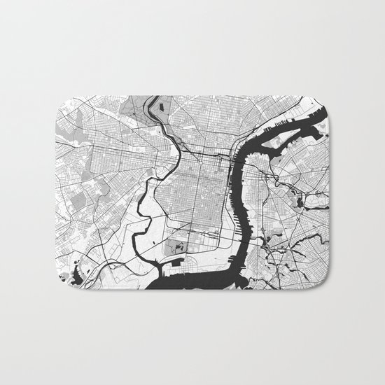 Philadelphia Map Gray Bath Mat