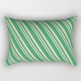 [ Thumbnail: Sea Green & Bisque Colored Lined Pattern Rectangular Pillow ]