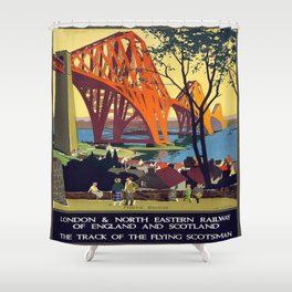 Vintage poster - Forth Bridge Shower Curtain