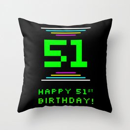 [ Thumbnail: 51st Birthday - Nerdy Geeky Pixelated 8-Bit Computing Graphics Inspired Look Throw Pillow ]