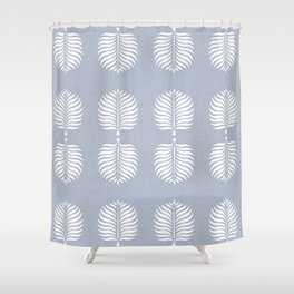 TROPICAL PALMS . FADED BLUE LINEN PRINT Shower Curtain