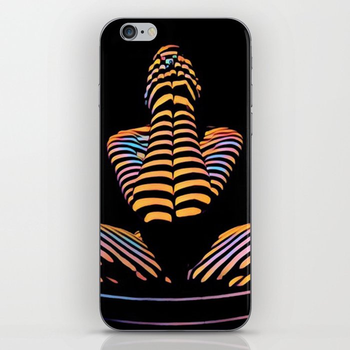 1183s-MAK Nude Abstract Striped Zebra Woman Hands Over Face by Chris Maher iPhone Skin