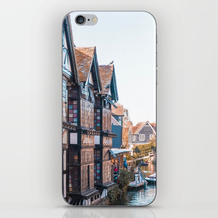 Great Britain Photography - River Going Between Medieval Buildings iPhone Skin