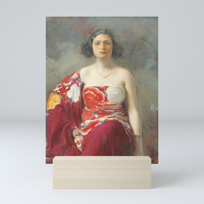 Portrait of a Woman in Red x Trini by Ramon Casas Modernism Mini Art Print