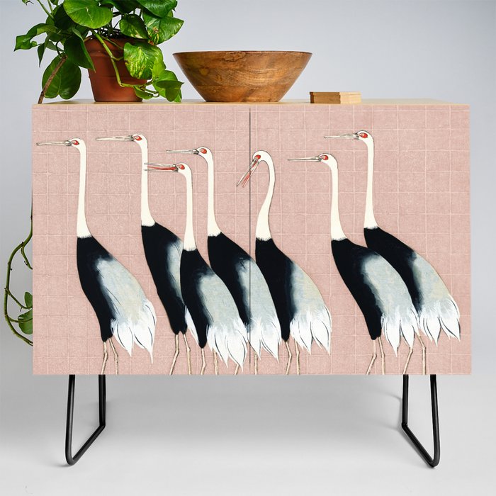 Tokyo Birds on Dusty Nude Pink Credenza