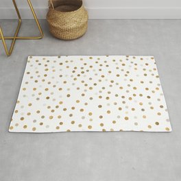 Girly Gold Dots Confetti White Design Rug