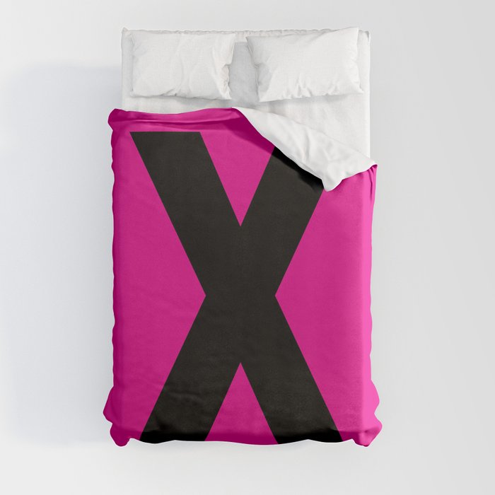 Letter X (Black & Magenta) Duvet Cover