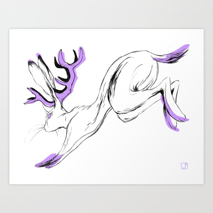 Jackalope - Lilac Art Print