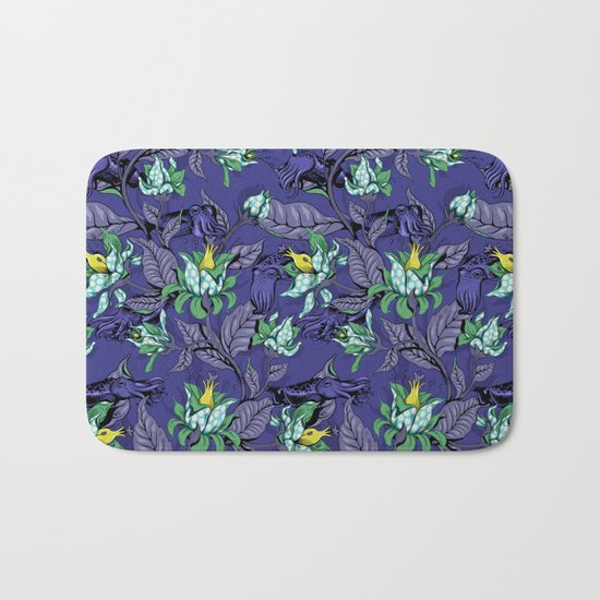 The Sea Garden - deep blue Bath Mat