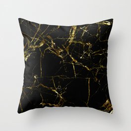 Golden Marble - Black and gold marble pattern, textured design Throw Pillow