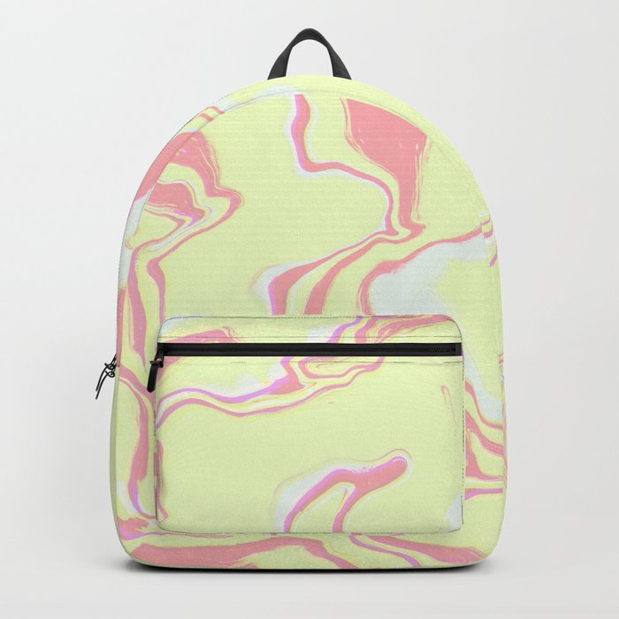 Pink and yellow marble texture. Backpack