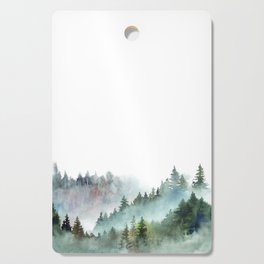 Watercolor Pine Forest Mountains in the Fog Cutting Board