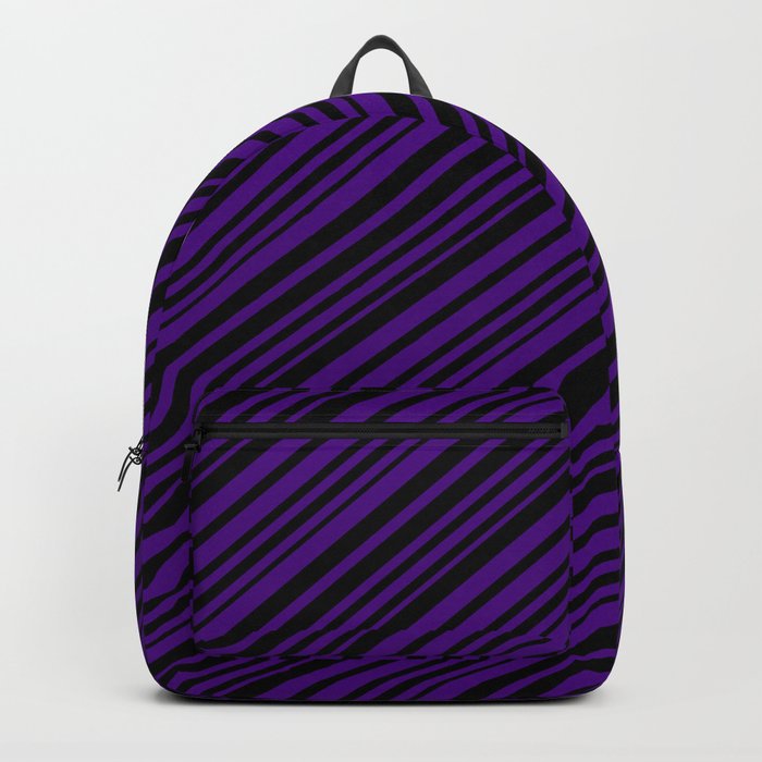 Black and Indigo Colored Lines/Stripes Pattern Backpack