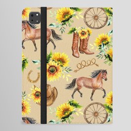 Country Western Horses - Beige iPad Folio Case