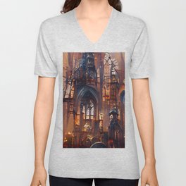A Dark Gothic Cathedral V Neck T Shirt