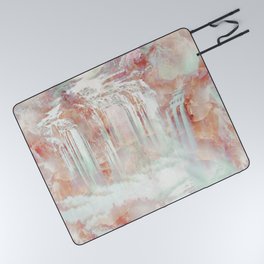 Modern abstract coral pink teal waterfalls Picnic Blanket