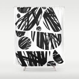 Abstract Black and White Geometric Pattern Shower Curtain