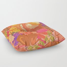 Vintage Pink Peach Flowers Botanical Watercolor Floor Pillow
