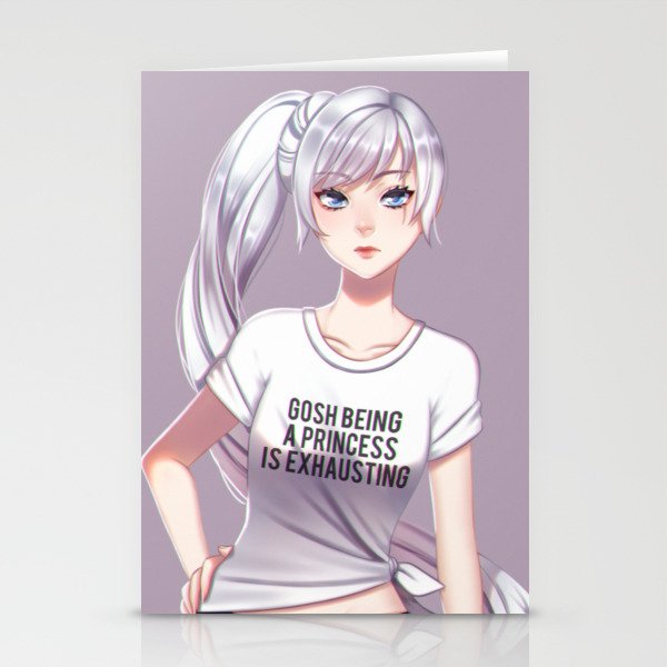 rwby weiss schnee stationery cards by nekoniki society6