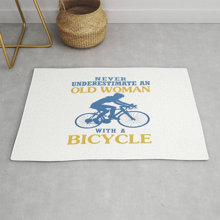 OLD WOMAN WITH A BICYCLE Rug