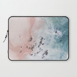 Aerial Beach Print - Pink Sand Beach - Ocean -  Sea Travel photography - Original Sea Bliss Laptop Sleeve