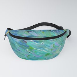 SEA SCALES - Beautiful Ocean Theme Peacock Feathers Mermaid Fins Waves Blue Teal Color Abstract Fanny Pack