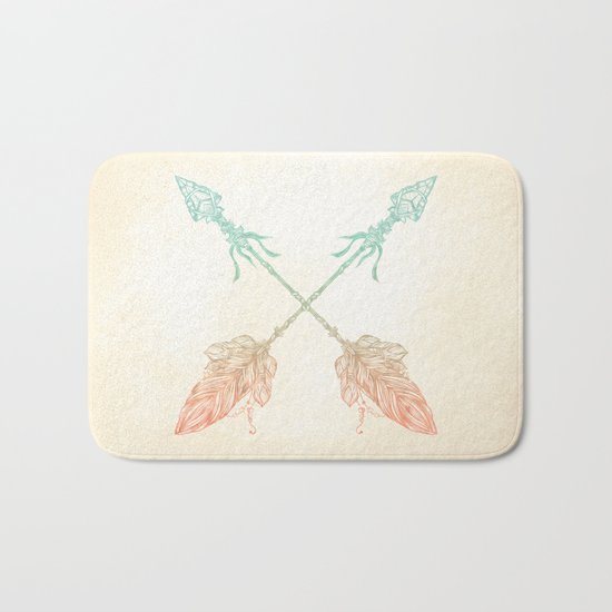 Tribal Arrows Turquoise Coral Gradient Bath Mat