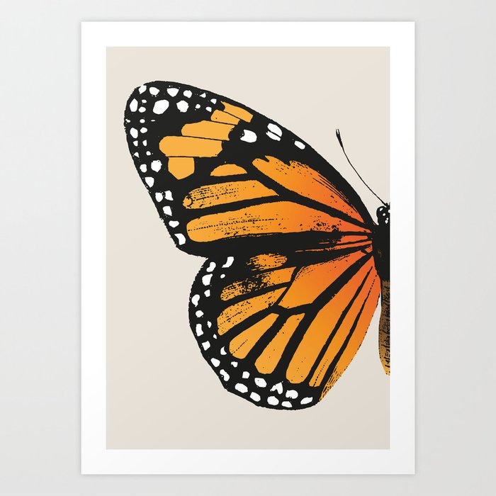 Monarch Butterfly | Left Butterfly Wing | Vintage Butterflies | Art Print