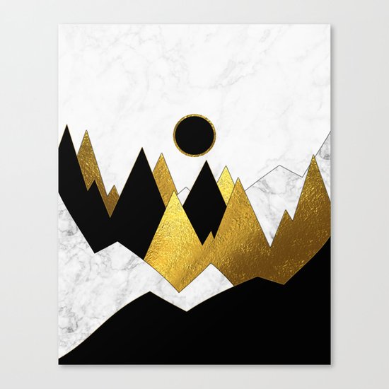 Landscape Marble, Black & Gold Canvas Print
