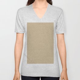 Neutral Beige / Tan Solid Color Pairs Pantone Boulder 14-1110 TCX - Shades of Orange Hues V Neck T Shirt