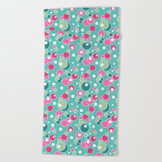 Retro. Multi-colored polka dots . Beach Towel