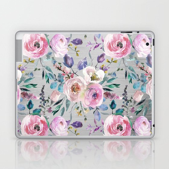 Botanical pink violet lilac hand painted floral Laptop & iPad Skin