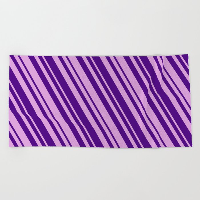 Plum and Indigo Colored Lines/Stripes Pattern Beach Towel