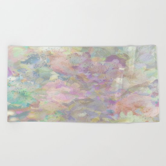 Sweet Spring Pastel Floral Abstract Beach Towel