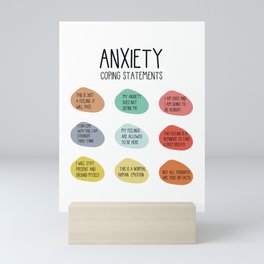 Anxiety Coping Statements Anxiety Help Management Mental Health Self Care Anxiety Relief Self Help  Mini Art Print