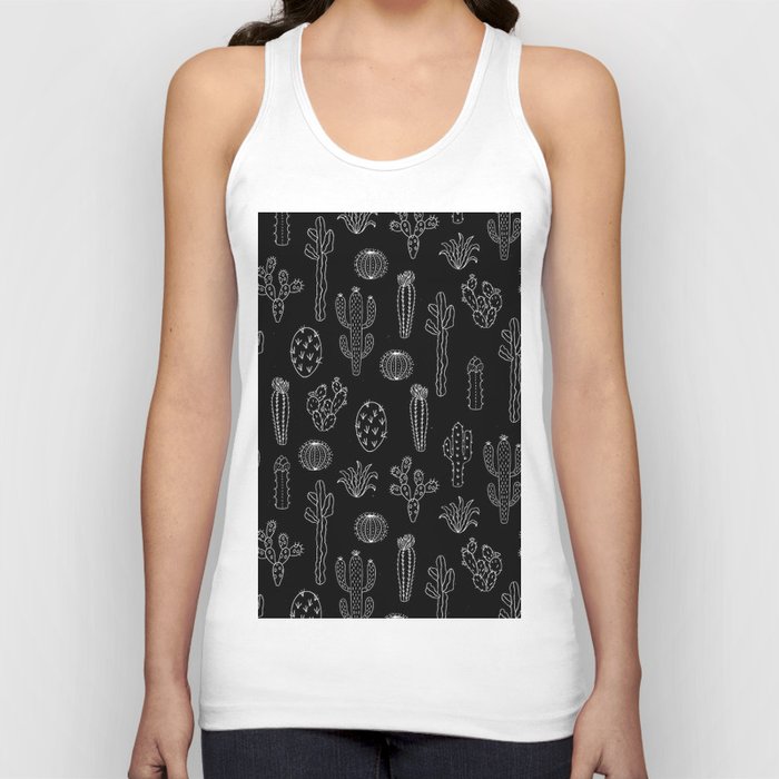 Cactus Silhouette White And Black Tank Top