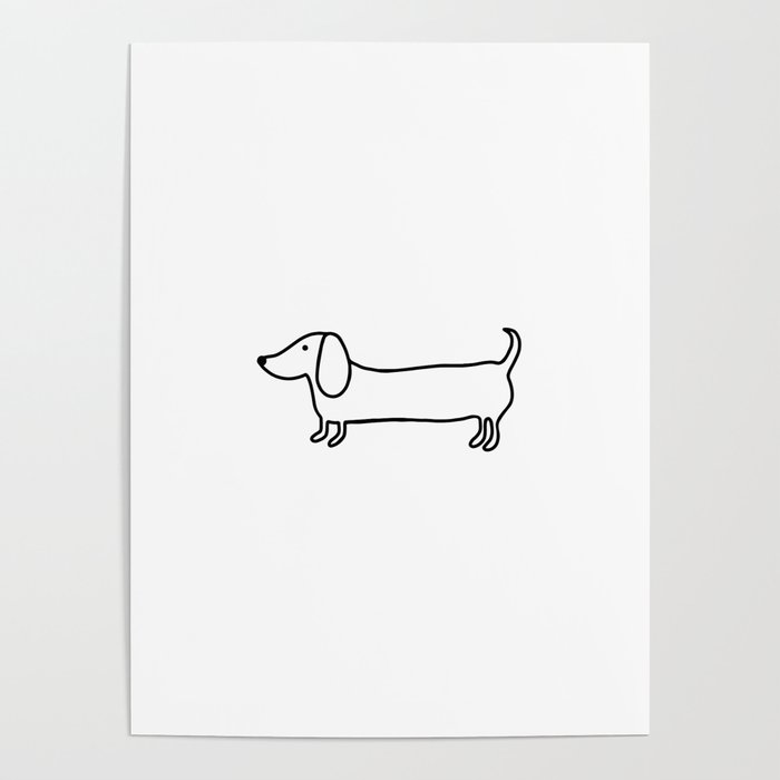 Simple dachshund black drawing Poster