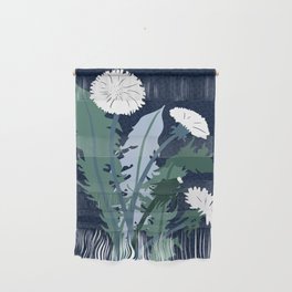 Big flower Dandelion blossom modern illustration dark denim Wall Hanging