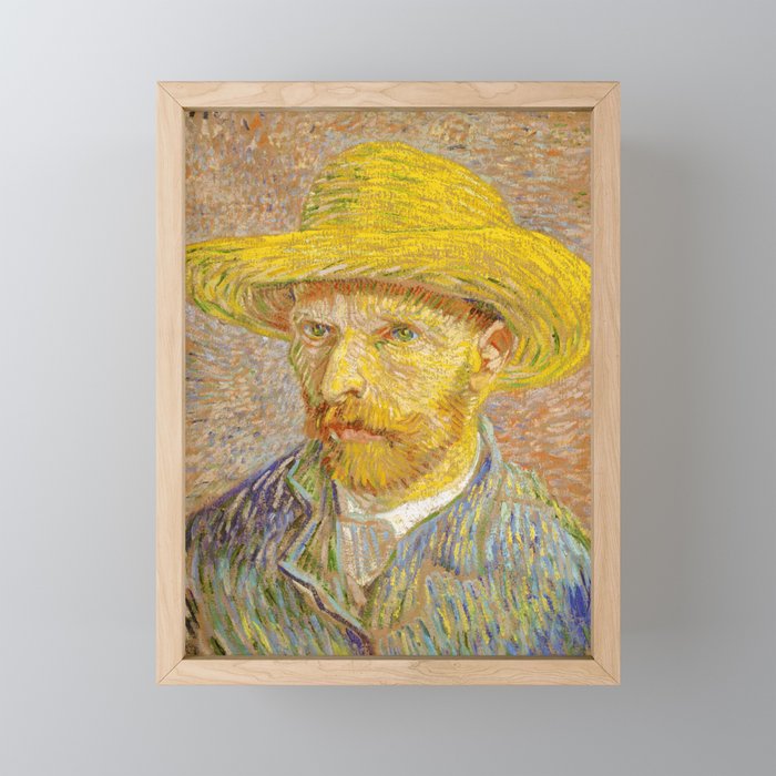 Vincent van Gogh "Self-Portrait with Straw Hat" Framed Mini Art Print