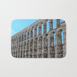 Spain Photography - Aqueduct Of Segovia Under The Blue Sky Bath Mat | Sunset, Malaga, Sevilla, Photo, Valencia, Football, Granada, Mallorca, Madrid, Travel 