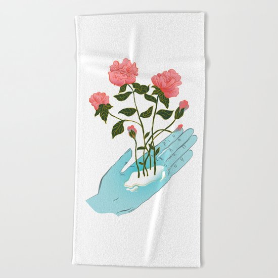 Roses n' Hand Beach Towel