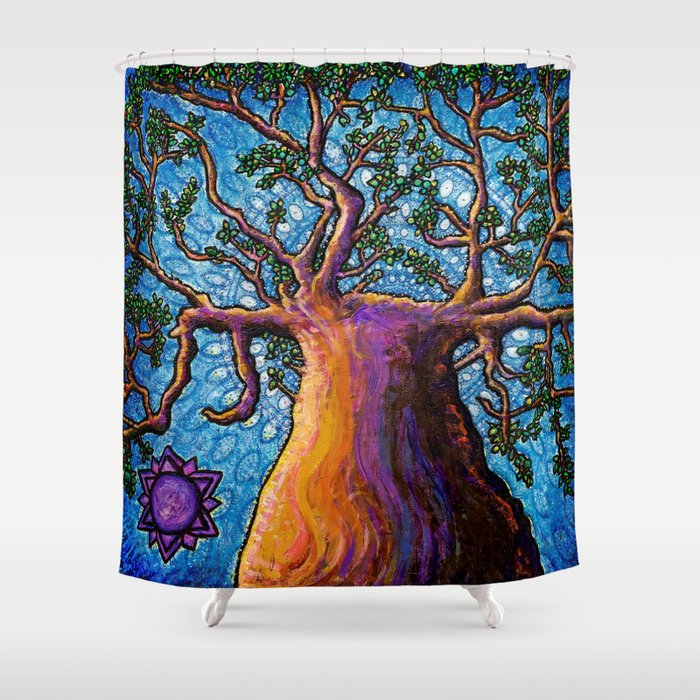Connected: Crown Chakra Meditation Shower Curtain