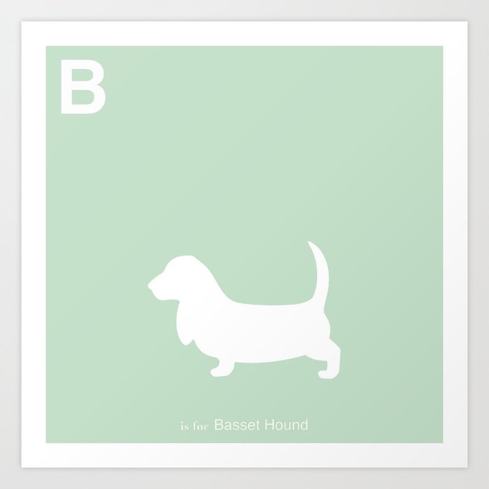 Basset Hound Dachshund Mint Green Art Print