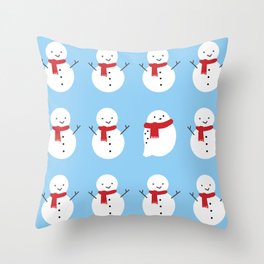 Snowman and Snow Owl Throw Pillow