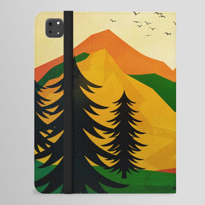 Pine trees under the mountain peaks iPad Folio Case