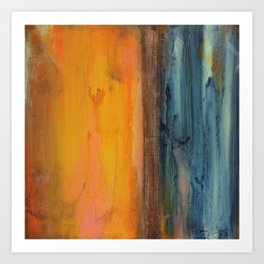 Blue and Orange - Textured Abstract Art Print